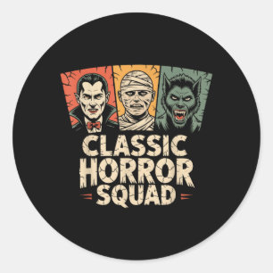 Clic Horror Squad Vintage Retro Monster Halloween Ronde Sticker