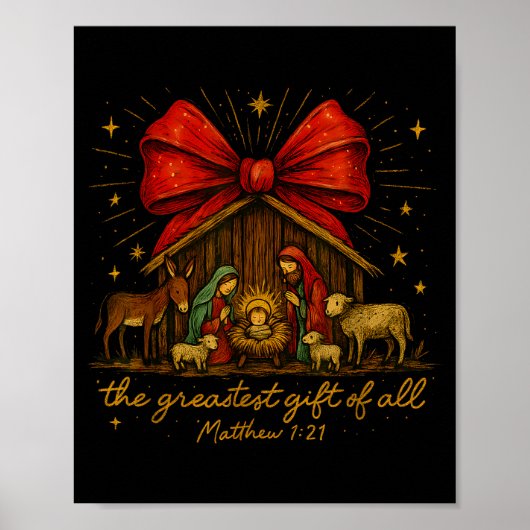 Clic Nativity Scene – Greatest Gift Matthew 1_21 Poster (Voorkant)