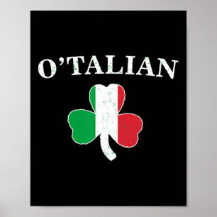 Clic O'talian Shamrock En Italië Vlag Iers St Pat Poster