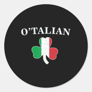 Clic O'talian Shamrock En Italië Vlag Ierse St Pat Ronde Sticker