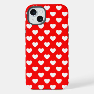 Clic rouge couverture iPhone Motif des Coeurs blan