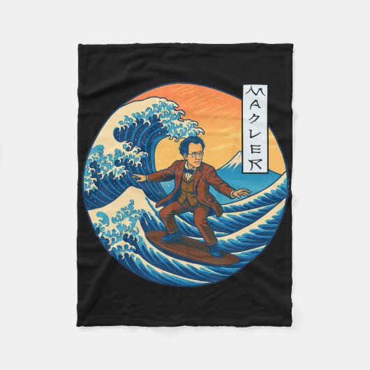 Clical Musician Mahler Ukiyo-e Surfing  Fleece Deken (Voorkant)