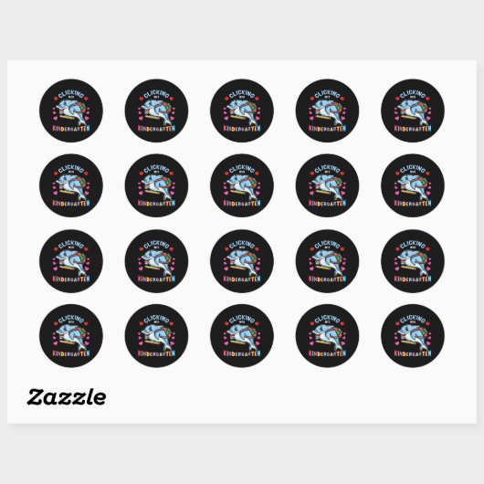 Clicking Into Kindergarten Dolphin Back To School Ronde Sticker (Vel)