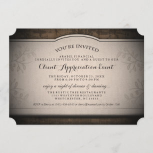 Client Appreciation Event Custom Rustic Invitation Kaart