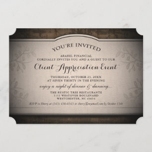 Client Appreciation Event Custom Rustic Invitation Kaart