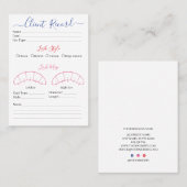 Client d'extension Eyelash Formulaire de Carte de  (Devant / Derrière)