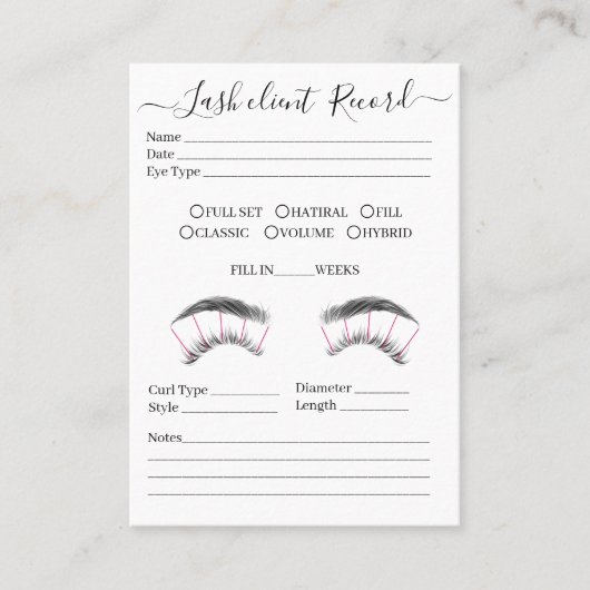 Client d'extension Eyelash Formulaire de Carte de (Devant)