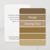 Client feliciteert nieuwe Home Brown Paint Chip Notitiekaartje (Voorkant / Achterkant)
