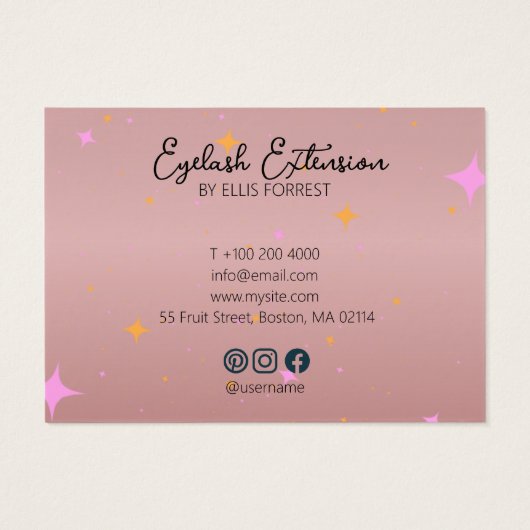 Client Gold Rose Lash Script Calligraphie (Dos)