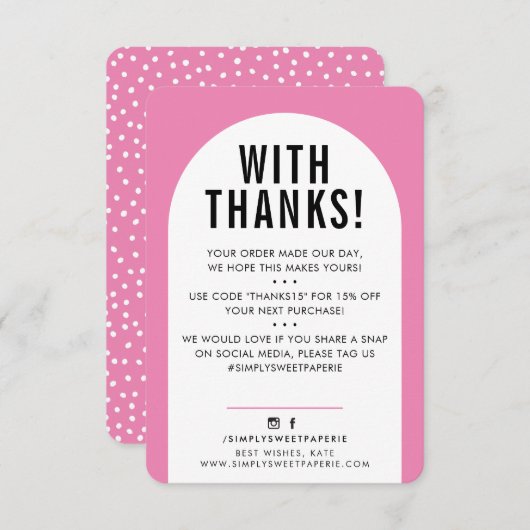 CLIENT MERCI moderne arch candy rose noir (Devant / Derrière)