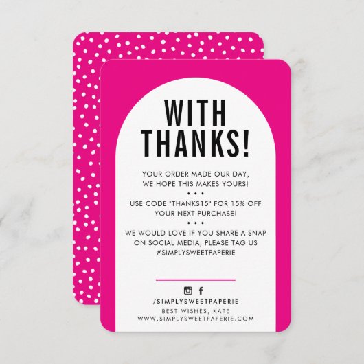 CLIENT MERCI moderne arch fuschia rose rose noir (Devant / Derrière)