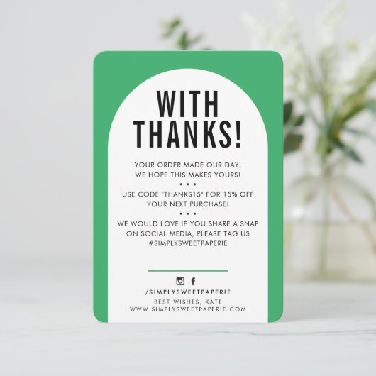 CLIENT MERCI moderne arche vert noir (Debout devant)