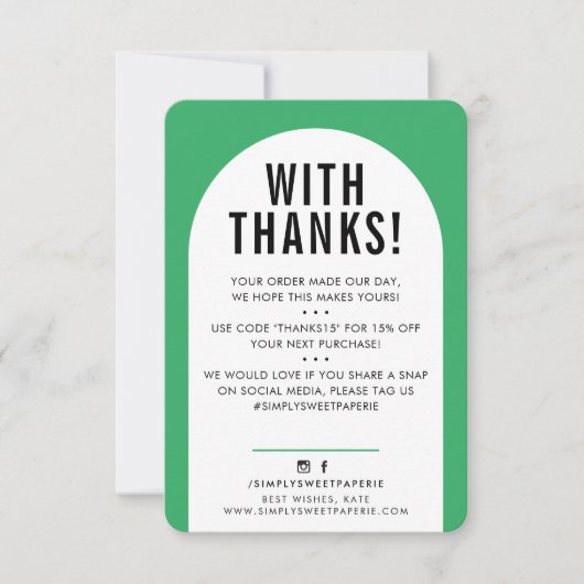 CLIENT MERCI moderne arche vert noir (Devant)