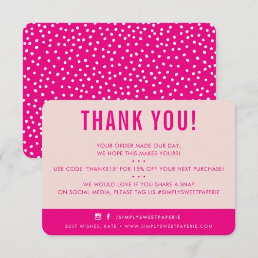 CLIENT MERCI moderne blush rose magenta (Devant / Derrière)