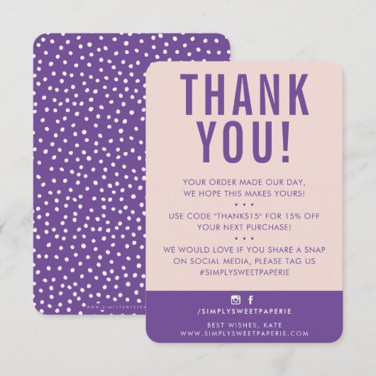 CLIENT MERCI moderne mignon rose rose violet migno (Devant / Derrière)