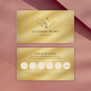 Client Reward Minimalist Logo Gold Nail Artist Klantenkaartje