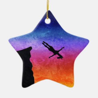 Cliff Dive Unicorn Keramisch Ornament