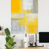 'Cliff', grijs en geel Abstract Poster (Thuiskantoor)