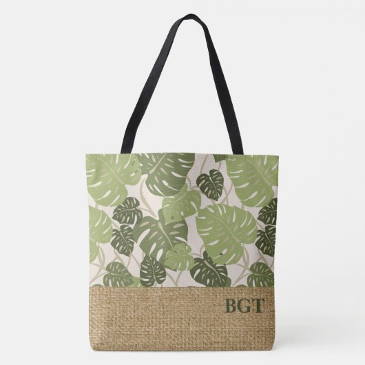 Cliff Hanger Hawaii Monstera Monogram Beach Sac (Devant)
