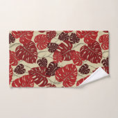 Cliff Hanger Hawaiian Monstera Leaf Coordinate Red Bad Handdoek (Handdoek)
