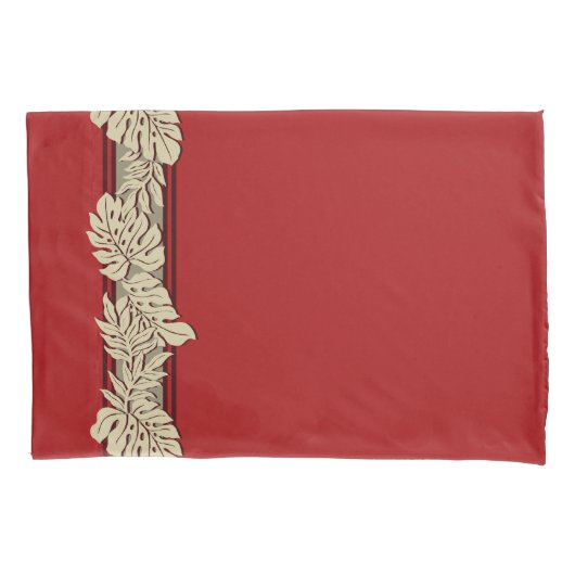 Cliff Hanger Hawaiian Monstera Leaf Red Kussensloop (Voorkant)