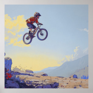 Cliff Jumping BMXer- BMX Rider Design Poster