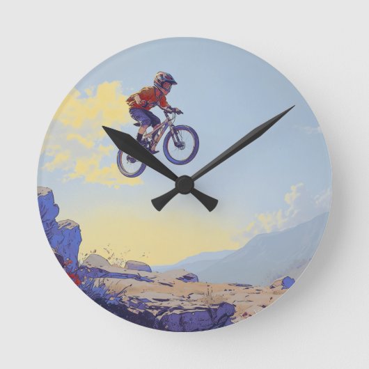 Cliff Jumping BMXer- BMX Rider Design Ronde Klok (Voorkant)