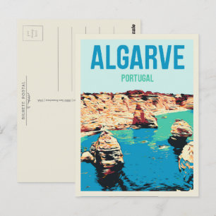 Cliff kust illustratie Algarve Portugal Briefkaart