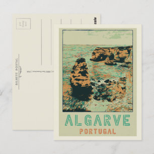 Cliff kustillustratie Algarve Portugal Briefkaart