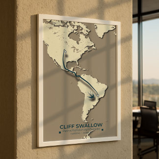 Cliff Swallow Migration Map – Minimalistische Vint Poster