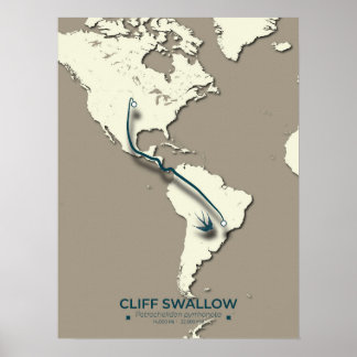 Cliff Swallow Migration Map – Minimalistische Vint Poster
