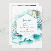 Cliff Typography Nautische bruiloft Save The Date (Voorkant / Achterkant)