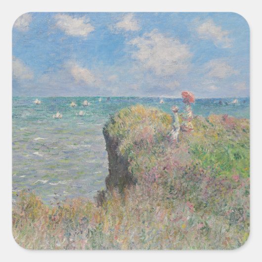 Cliff Walk bij Pourville Monet Vierkante Sticker (Voorkant)