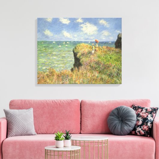 Cliff Walk in Pourville door Claude Monet Canvas Afdruk (Insitu (Woonkamer))