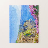 Cliffs of Moher Flowers Waterverf Puzzle Legpuzzel (Verticaal)