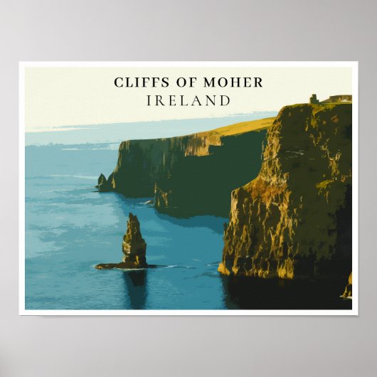 Cliffs of Moher, Ireland Retro Style Poster (Voorkant)
