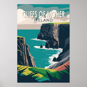 Cliffs of Moher Ireland Travel Art Poster