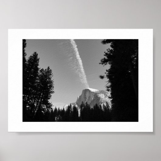 Cliffside Cloud Yosemite Sky Zwart-wit Foto Poster (Voorkant)