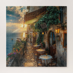 Cliffside Coastal Italië bij Dusk Puzzle Legpuzzel