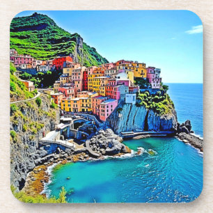 Cliffside Dreams: de kleuren van Manarola Bier Onderzetter