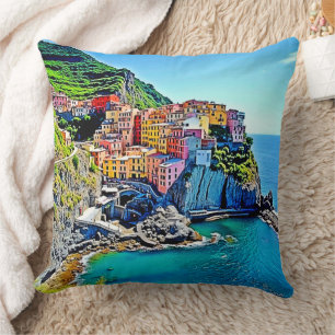 Cliffside Dreams: de kleuren van Manarola Kussen