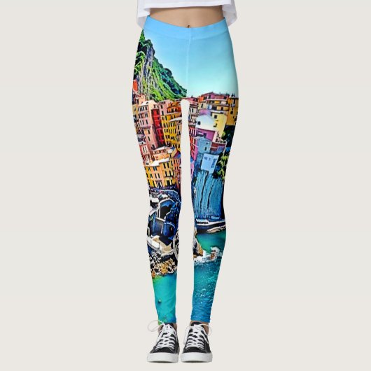 Cliffside Dreams: de kleuren van Manarola Leggings (Voorkant)