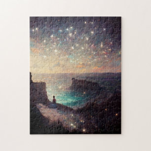 Cliffside Night Fantasy Landscape Sci-Fi Legpuzzel