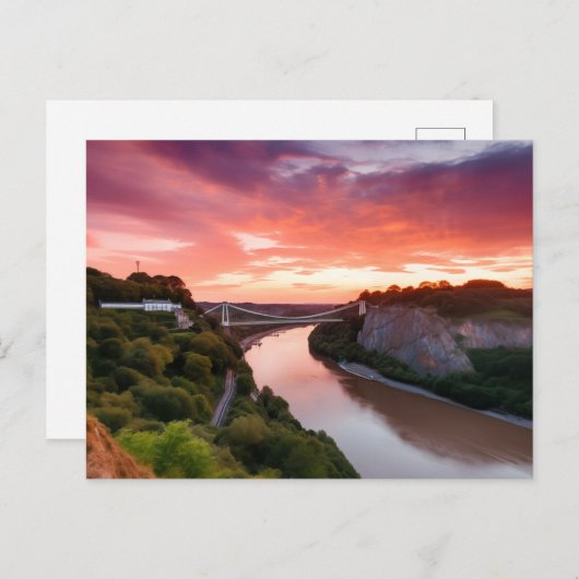 Clifton hangbrug bij Sunset Briefkaart (Voorkant / Achterkant)