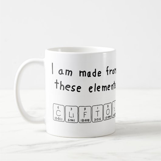 Clifton nom de table périodique mug (Gauche)