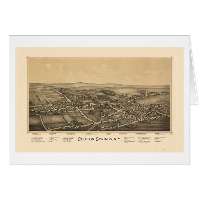 Clifton Springs, NY Panoramic Map - 1892 (Voorkant Horizontaal)