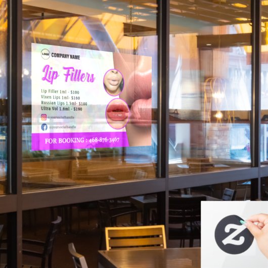 Clik voor venster Lipvullingservices Raamsticker (Restaurant Raam)