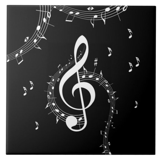 Climactic G Clef Music Black Tegeltje (Voorkant)