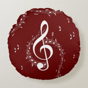 Climactic G Clef Music Red Rond Kussen