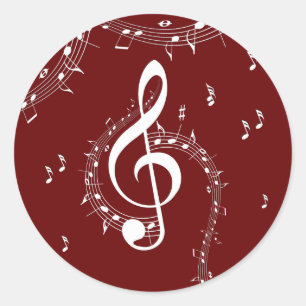 Climactic G Clef Music Red Ronde Sticker